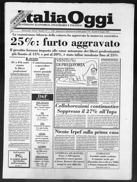 Italia oggi : quotidiano di economia finanza e politica